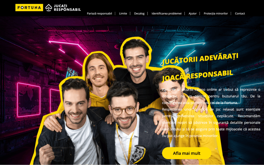 Pagina joc responsabil Fortuna