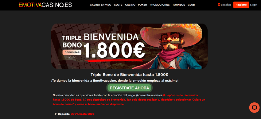 Bono de bienvenida de Emotiva Casino Oferta del bono de bienvenida de Emotiva Casino con hasta 1.800 € en los tres primeros depósitos.