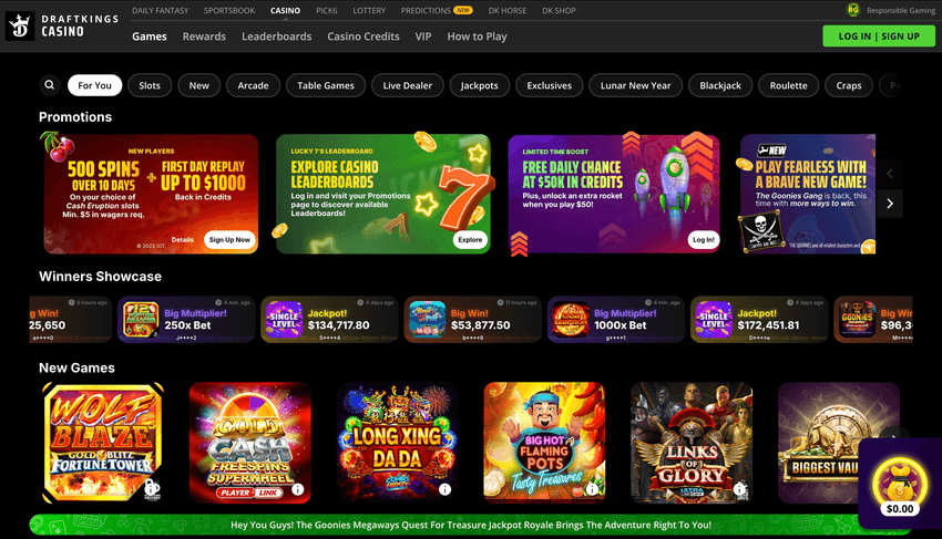 Screenshot of DraftKings Michigan promotions section