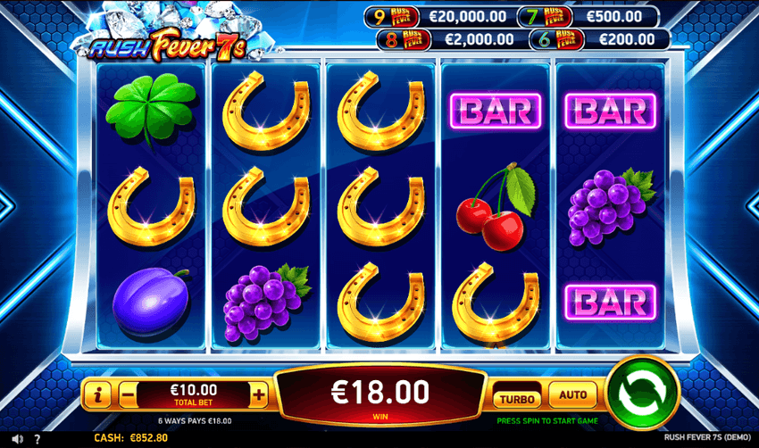 Rush Fever 7s jackpot Rush Fever 7s slot winning combination