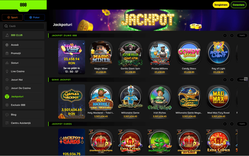 Rețele de jackpot la 888 Casino Rețelele de jackpot 888 Casino – Jackpot Zilnic 888, Genie Jackpot și Jackpot Cards, cu fonduri live