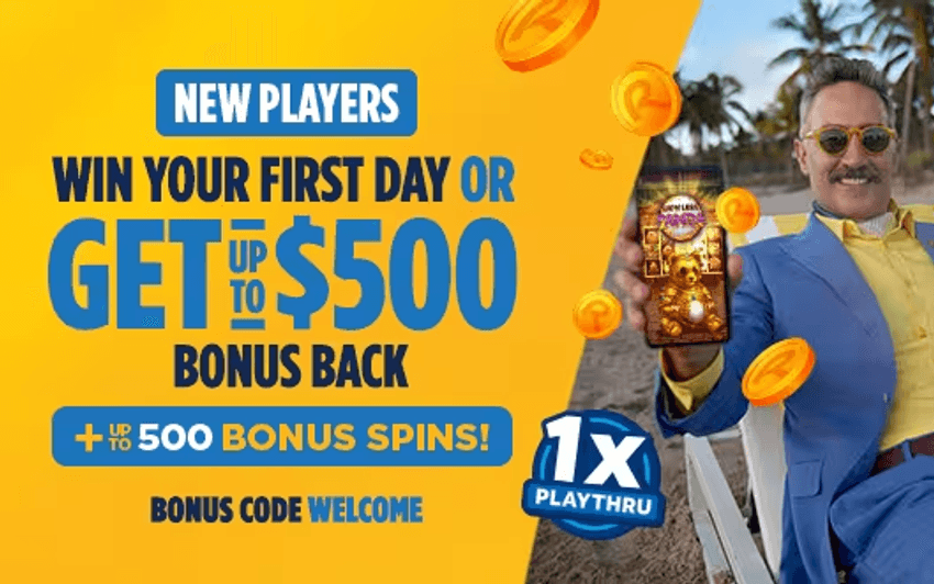 BetRivers Michigan welcome bonus promotion offering a day-one loss-back bonus and up to 500 bonus spins