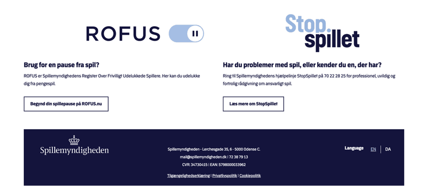 ROFUS og StopSpillet – Ansvarligt spil i Danmark Officiel side for ROFUS og StopSpillet fra Spillemyndigheden