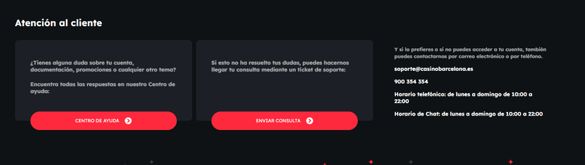 Atención al cliente de Casino Barcelona: chat y soporte