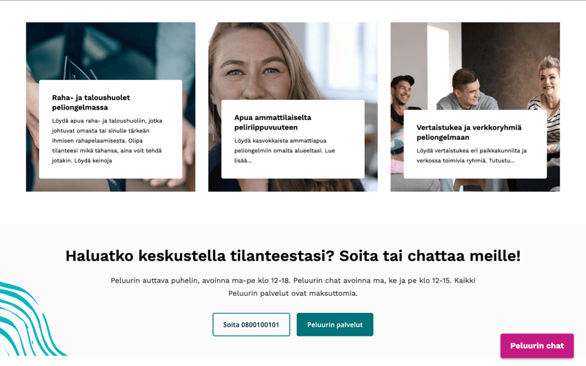 Peli poikki -ohjelma Peluurin verkkosivustolla