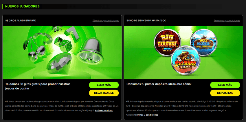 Promoción de bienvenida para nuevos jugadores en 888 Casino España