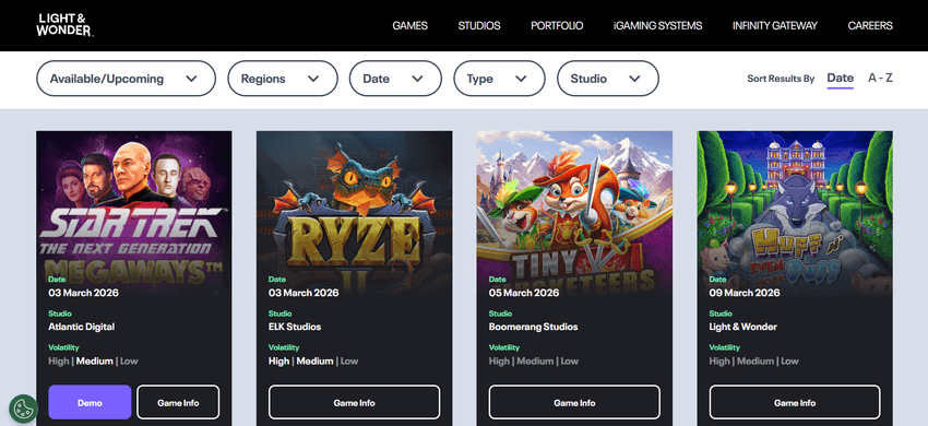 Screenshot of popular Light & Wonder slots for Michigan players