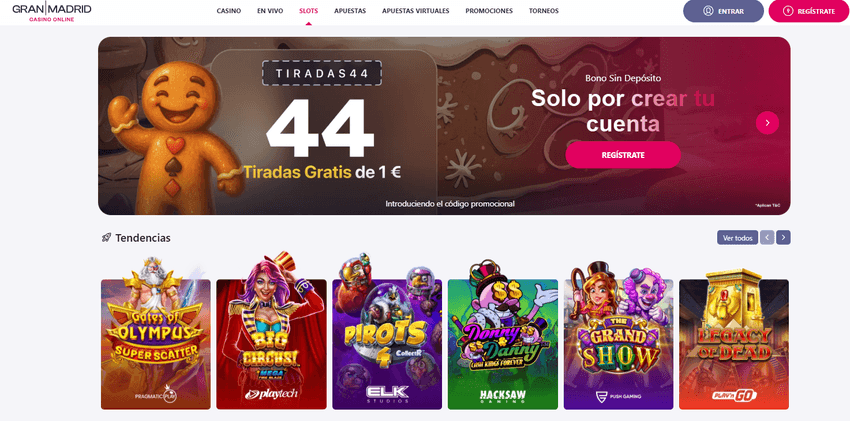 Sección de tragaperras online en Gran Madrid Casino