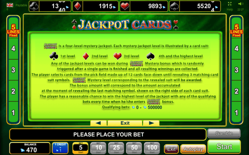 Jackpot Cards – jackpot mystery pe 4 niveluri