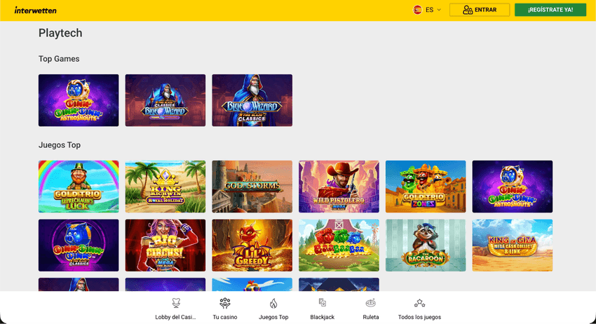 Playtech en Interwetten Catálogo de juegos de Playtech en Interwetten España