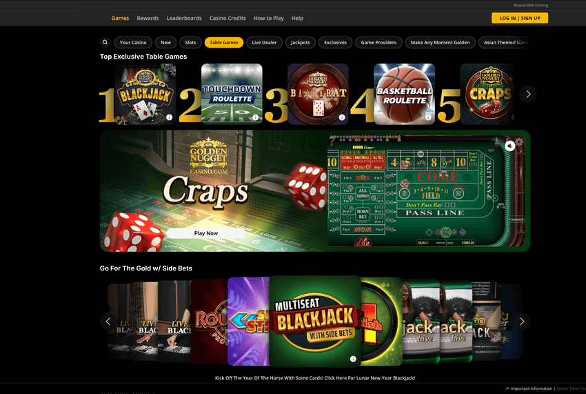 Golden Nugget Michigan table games section Golden Nugget Michigan online casino table games lobby