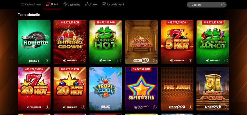 Biblioteca de jocuri PokerStars Casino Selecția de sloturi și jocuri de cazino disponibile la PokerStars România