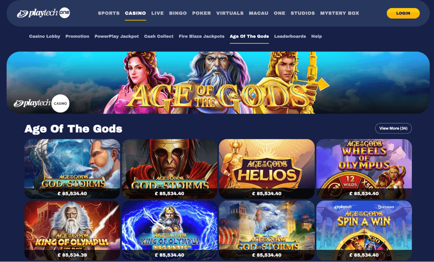 Playtech – seria Age of The Gods Pagina Playtech Age of The Gods cu God of Storms, King of Olympus și Wheels of Olympus