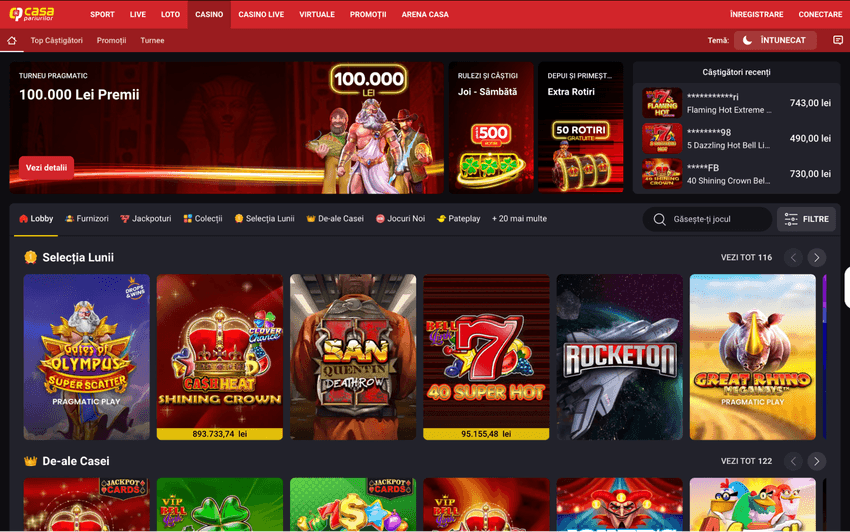 Casa Pariurilor lobby casino online Lobby Casa Pariurilor cu selecția lunii și jocuri recomandate