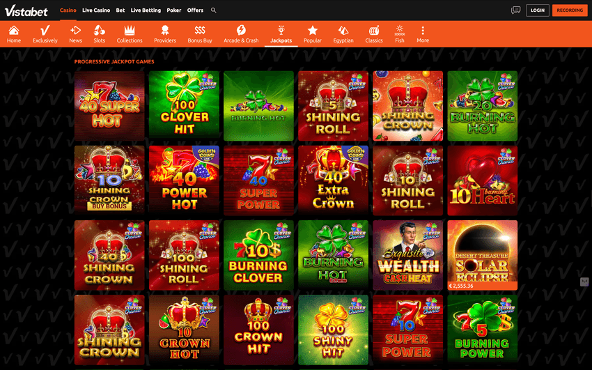 προοδευτικά τζάκποτ Vistabet σε jackpot games σελίδα με μεγάλα έπαθλα