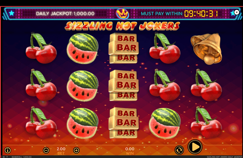 Slot Sizzling Hot Jokers cu jackpot zilnic și simboluri clasice de fructe