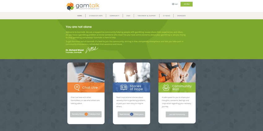 GamTalk — Online Gambling Support Community GamTalk online community banner with support options