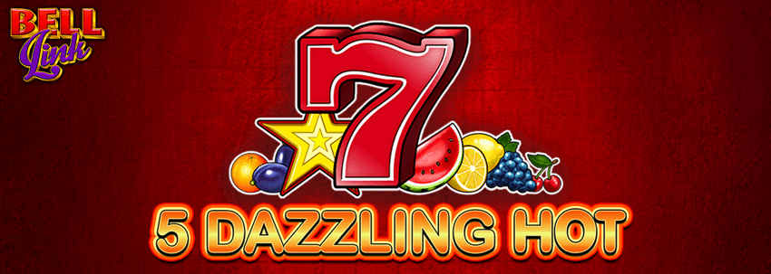 Λογότυπο του 5 Dazzling Hot Bell Link με κόκκινο 7 και σύμβολα φρούτων