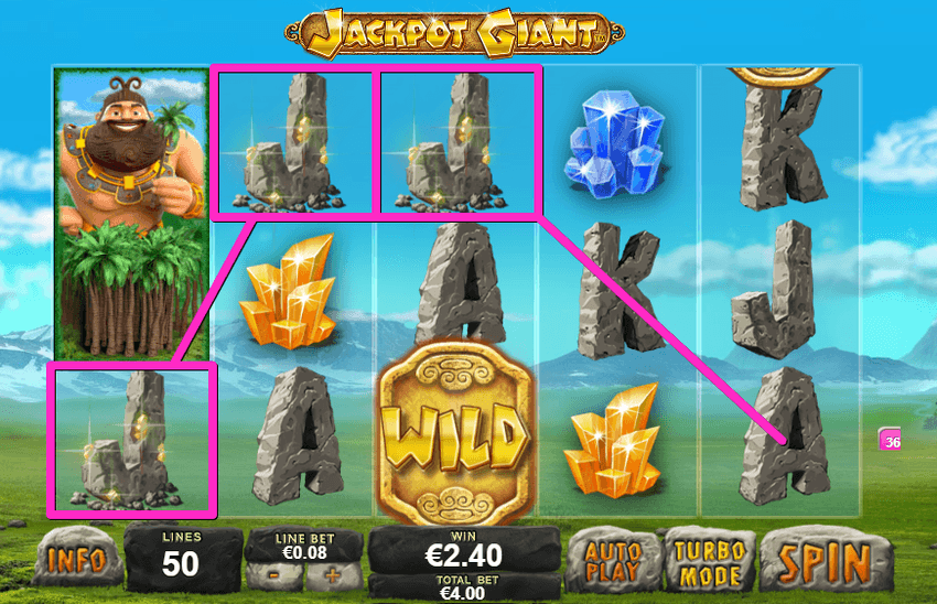 Jackpot Giant – activación del jackpot Jackpot Giant: símbolos wild y líneas de pago