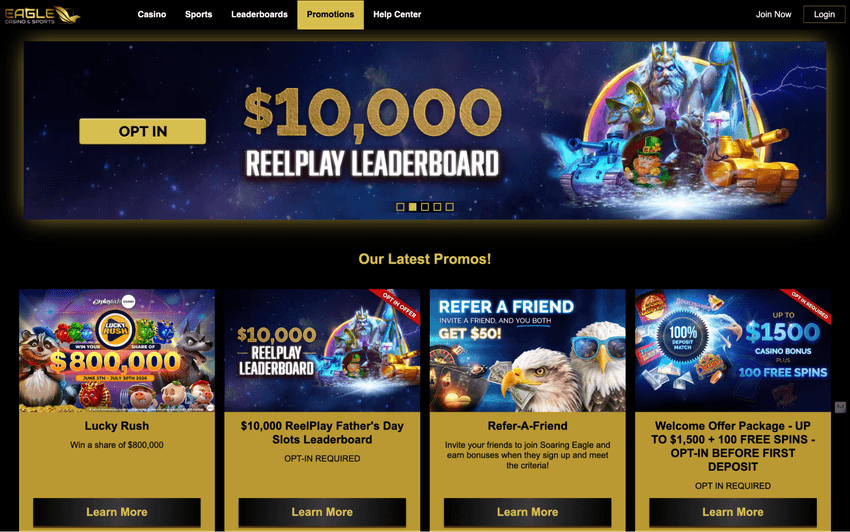 Eagle Casino Michigan Bonuses and Promotions Eagle Casino Michigan promotions page highlighting welcome bonuses, rewards, and special casino offers.