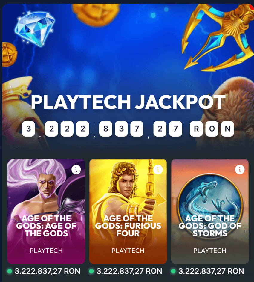 NetBet – jackpot Playtech Age of The Gods Jackpot Playtech Age of The Gods la NetBet, afișat la peste 3,2 milioane RON