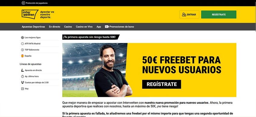 Promoción Interwetten freebet 50 euros para nuevos usuarios