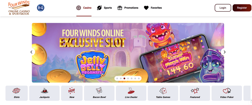 Screenshot of Four Winds Michigan casino games section