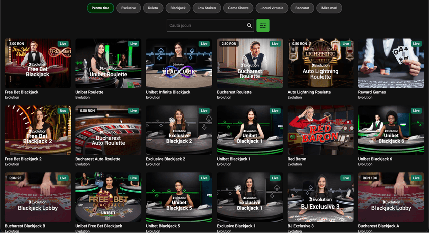 Jocuri Evolution la Unibet Casino Jocuri Evolution la Unibet, inclusiv Unibet Roulette, Unibet Blackjack și Bucharest RouletteJocuri Evolution la Unibet, inclusiv Unibet Roulette, Unibet Blackjack și Bucharest Roulette