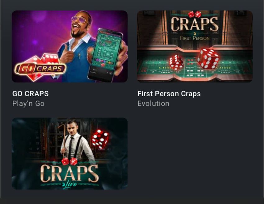 Αποτελέσματα αναζήτησης για Craps στο mobile καζίνο του Πάμε Στοίχημα με GO CRAPS, First Person Craps και Craps Live.
