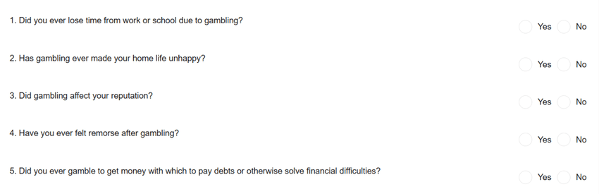 GA 20 Questions – Self-Assessment for Compulsive Gambling Gamblers Anonymous compulsive gambling self-test
