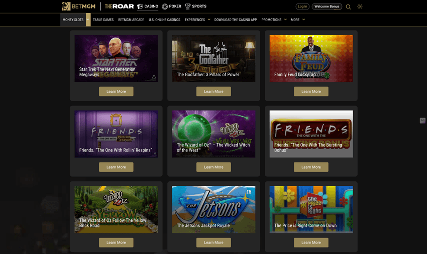 BetMGM Casino – Hollywood Money Slots Screenshot Screenshot of BetMGM Casino showing Hollywood Money Slots game interface with themed visuals inspired by movies and entertainment.