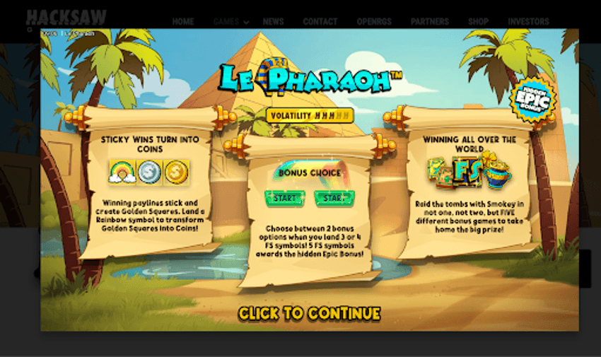 Le Pharaoh bonus features