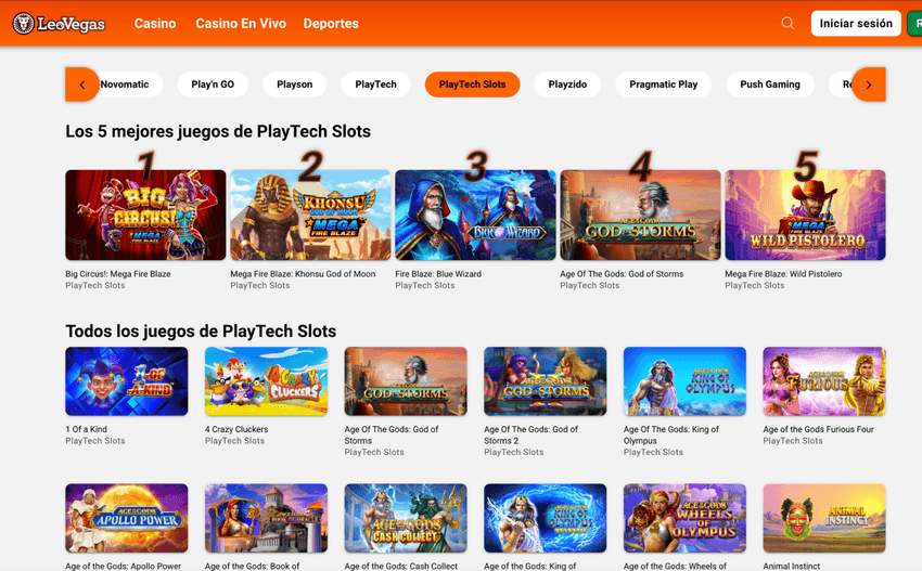 Playtech Slots en LeoVegas Ranking y catálogo de slots de Playtech en LeoVegas España