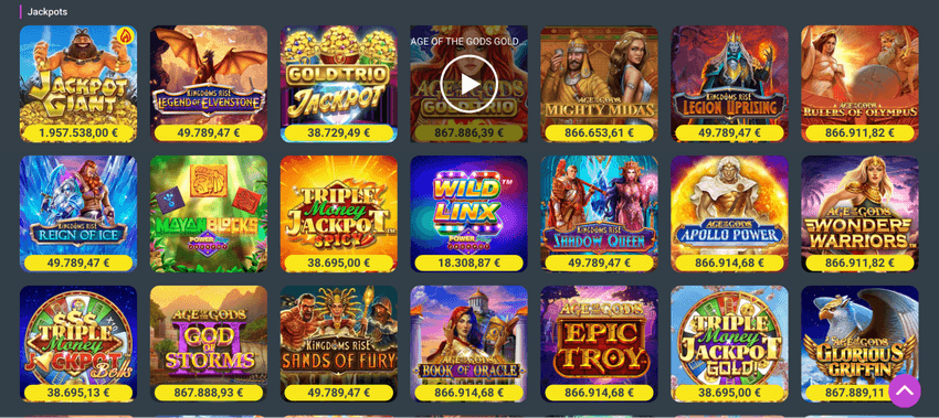 Sección de jackpots de Codere con tragamonedas de bote progresivo y premios acumulados.