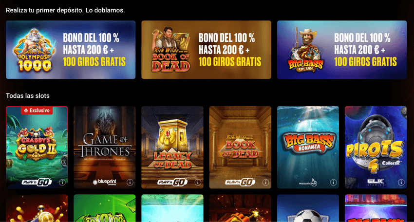 Biblioteca de tragamonedas de PokerStars con títulos de Play'n GO, Pragmatic Play, Blueprint y ELK Studios.