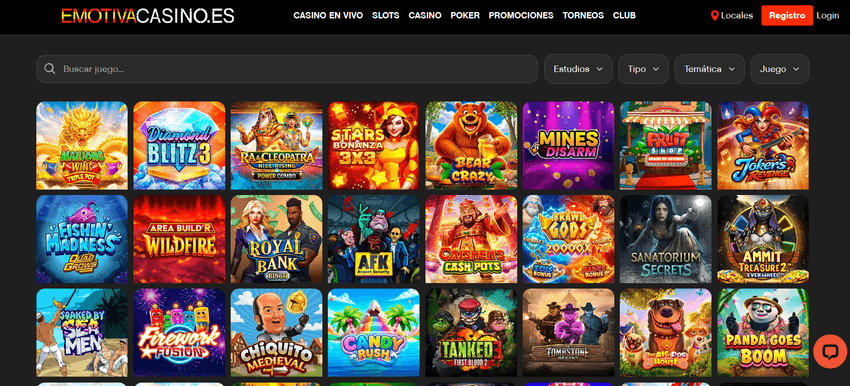 Tragamonedas de Emotiva Casino Catálogo de tragamonedas de Emotiva Casino con filtros por proveedor, temática y tipo de juego.