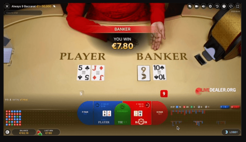 Always 9 Baccarat – Live Casino in Michigan Michigan Always 9 Baccarat table with live dealer showing real-time online casino gameplay