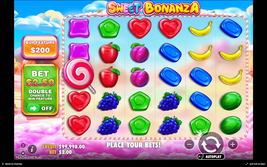 Sweet Bonanza de Pragmatic Play Pantalla de juego de la tragaperras Sweet Bonanza