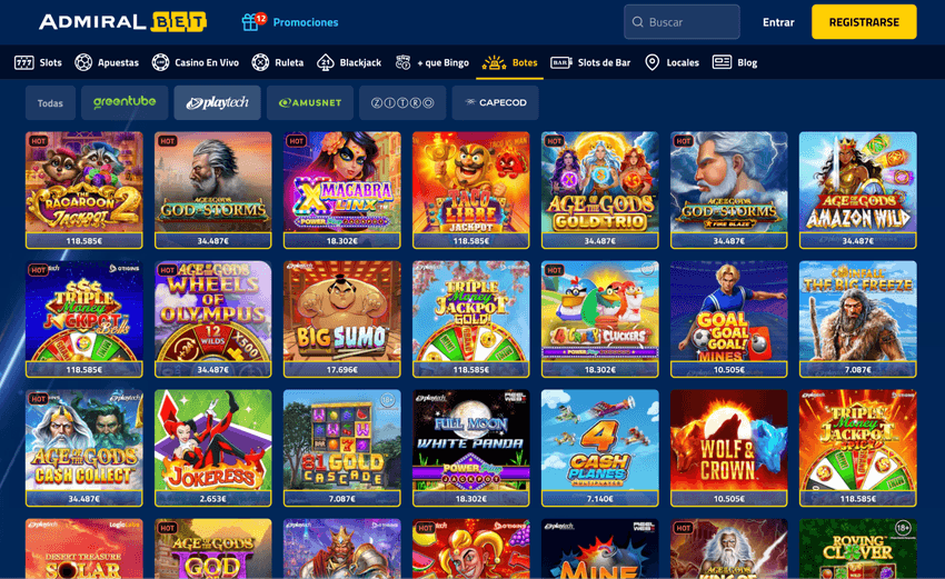 Jackpots de Playtech en AdmiralBet Juegos con bote de Playtech en AdmiralBet España