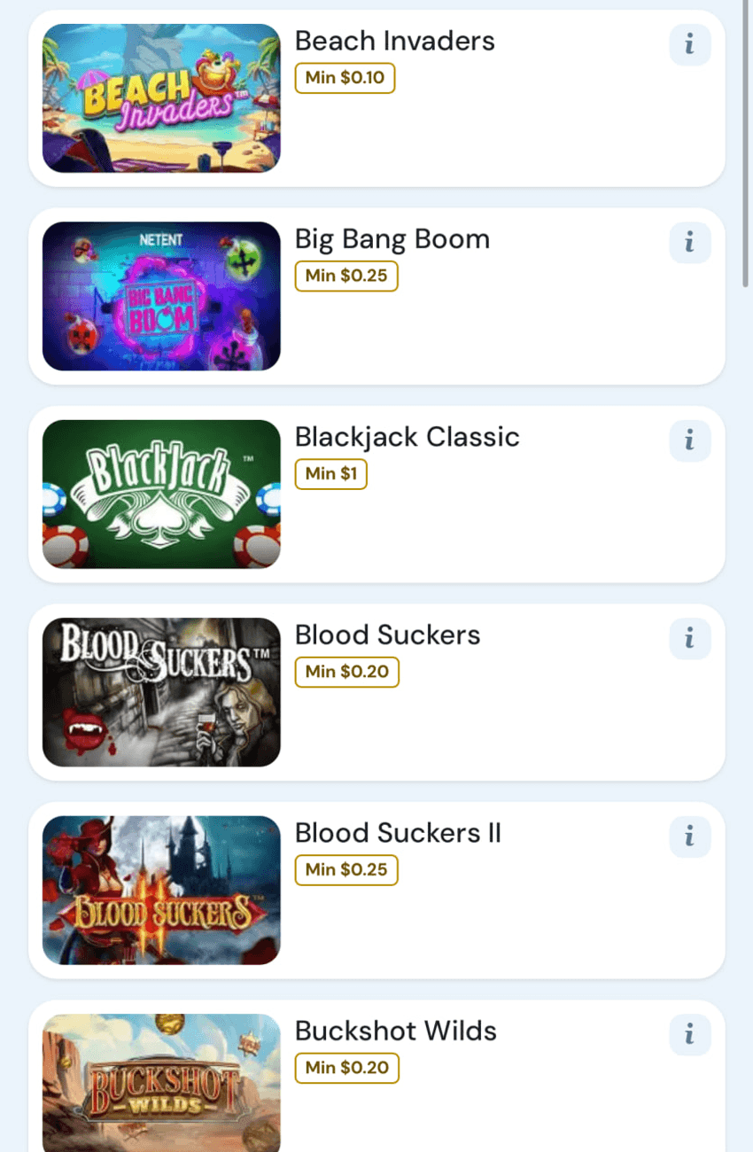 NetEnt games at BetRivers including Blackjack Classic, Blood Suckers and Blood Suckers II