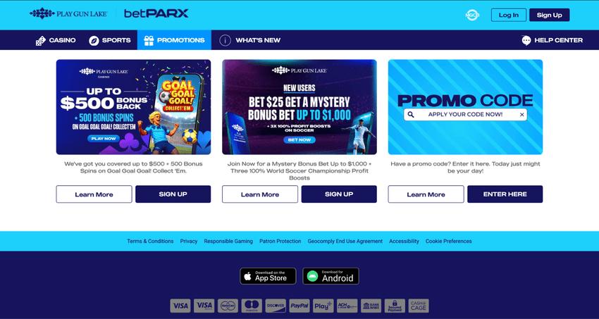 Play Gun Lake Casino Welcome Bonus & Free Spins Play Gun Lake Casino welcome offer page featuring a new-player bonus package and free spins promotion.
