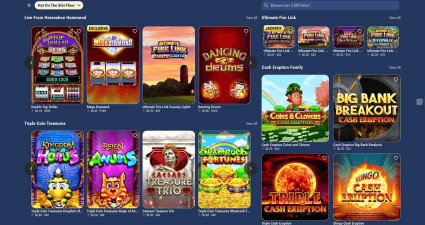 Horseshoe Michigan online casino slots page