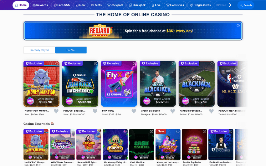 FanDuel MI games screenshot Screenshot of FanDuel Casino Michigan games section