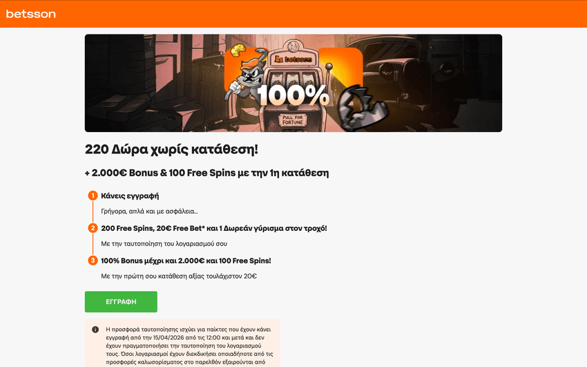 Προσφορά καλωσορίσματος Betsson με μπόνους και όρους συμμετοχής