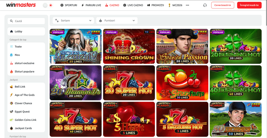Jocuri cu jackpot progresiv disponibile la Winmasters.