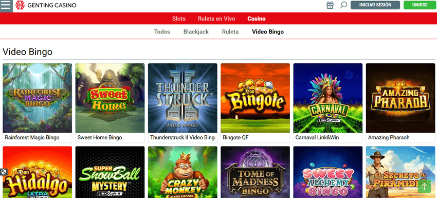Juegos de video bingo de Genting Casino con Rainforest Magic Bingo y Sweet Home Bingo