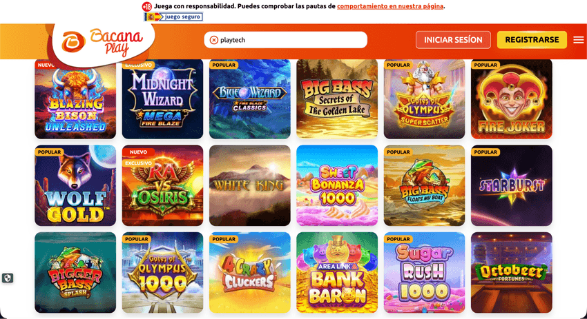 Catálogo de Playtech en BacanaPlay Resultados de Playtech en el casino BacanaPlay