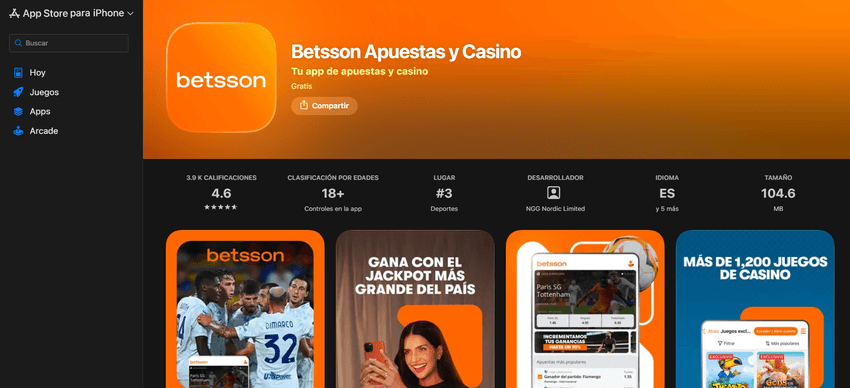 Aplicación Betsson Apuestas y Casino en la App Store