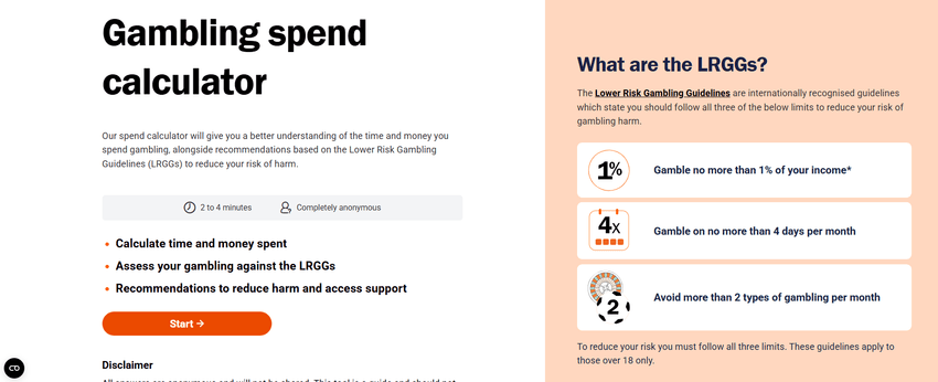 Lower Risk Gambling Guidelines and calculator