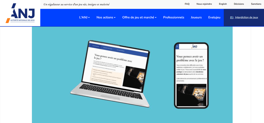 Service d’interdiction volontaire de jeux ANJ en ligne